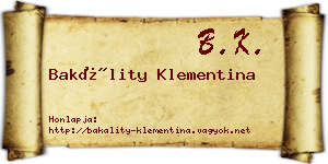 Bakálity Klementina névjegykártya
